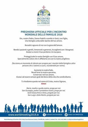 Preghiera ufficiale per l'incontro mondiale delle famiglie 2018